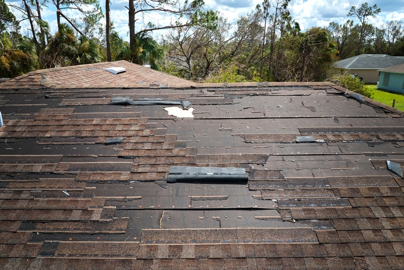 Roof showing damage from storm